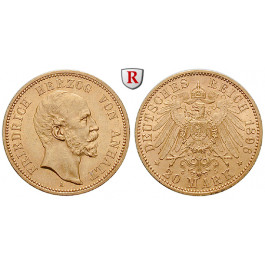 Deutsches Kaiserreich, Anhalt, Friedrich I., 20 Mark 1896, A, f.st/st, J. 181