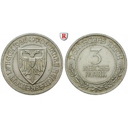 Weimarer Republik, 3 Reichsmark 1926, Lübeck, A, vz, J. 323