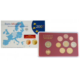 Bundesrepublik Deutschland, Euro-Kursmünzensatz 2007, ADFGJ komplett, PP
