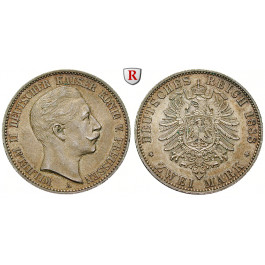 Deutsches Kaiserreich, Preussen, Wilhelm II., 2 Mark 1888, A, vz-st, J. 100