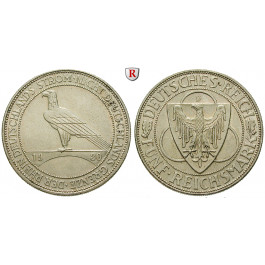 Weimarer Republik, 5 Reichsmark 1930, Rheinlandräumung, D, f.st, J. 346