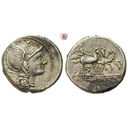 Römische Republik, Appius Claudius Pulcher, T. Manlius Mancinus, und Q. Urbinus, Denar 111-110 v.Chr., ss+