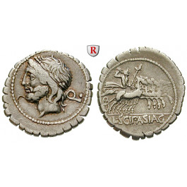 Römische Republik, L. Scipio Asiagenus, Denar, serratus 106 v.Chr., ss