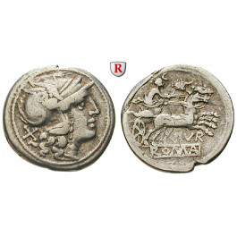 Römische Republik, Furius Purpurio, Denar 169-158 v.Chr., ss