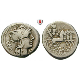 Römische Republik, C. Aburius Geminus, Denar 134 v.Chr., f.ss