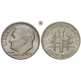 USA, Dime 1946-1964, 42,75 g fein, bfr.