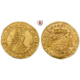 Sachsen, Albertinische Linie, Johann Georg IV., 1/2 Dukat 1693, ss+