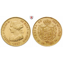 Spanien, Isabella II., 4 Escudos 1867, 3,01 g fein, vz