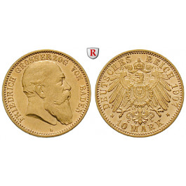 Deutsches Kaiserreich, Baden, Friedrich I., 10 Mark 1907, G, vz, J. 190