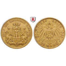 Deutsches Kaiserreich, Hamburg, 20 Mark 1895, J, ss, J. 212