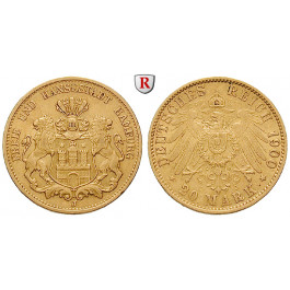Deutsches Kaiserreich, Hamburg, 20 Mark 1900, J, ss, J. 212