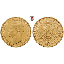 Deutsches Kaiserreich, Hessen, Ernst Ludwig, 20 Mark 1903, A, ss/ss-vz, J. 225