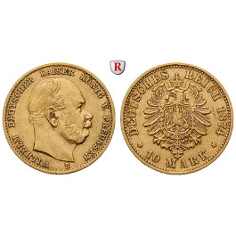 Deutsches Kaiserreich, Preussen, Wilhelm I., 10 Mark 1874, B, ss+, J. 245