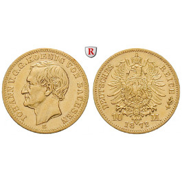 Deutsches Kaiserreich, Sachsen, Johann, 10 Mark 1872, E, ss+, J. 257