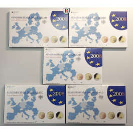 Bundesrepublik Deutschland, Euro-Kursmünzensatz 2008, mit 2 Euro Michel in Hamburg, ADFGJ komplett, PP