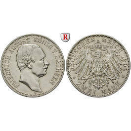 Deutsches Kaiserreich, Sachsen, Friedrich August III., 2 Mark 1906, E, ss-vz, J. 134