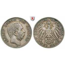 Deutsches Kaiserreich, Sachsen, Albert, 2 Mark 1898, E, ss, J. 124