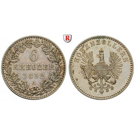Hohenzollern, Hohenzollern-Sigmaringen, Friedrich Wilhelm IV. von Preußen, 6 Kreuzer 1852, f.st