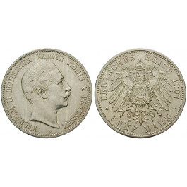 Deutsches Kaiserreich, Preussen, Wilhelm II., 5 Mark 1907, A, vz, J. 104