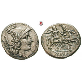 Römische Republik, Anonym, Denar 209-208 v.Chr., ss+