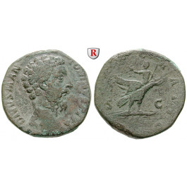 Römische Kaiserzeit, Marcus Aurelius, Sesterz 180 unter Commodus, ss