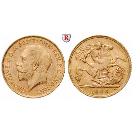 Südafrika, George V., 1/2 Pound 1923-1926, 3,66 g fein, ss-vz