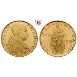Vatikan, Pius XII., 100 Lire 1954, 4,68 g fein, st