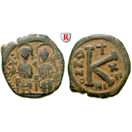 Byzanz, Justin II., Halbfollis (20 Nummi) Jahr 12 = 576-577, ss+