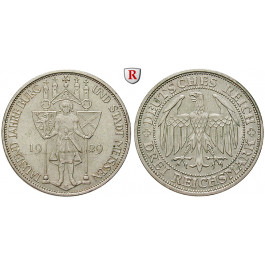 Weimarer Republik, 3 Reichsmark 1929, Meißen, E, vz, J. 338