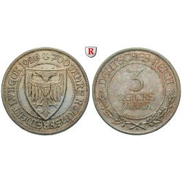 Weimarer Republik, 3 Reichsmark 1926, Lübeck, A, ss-vz, J. 323