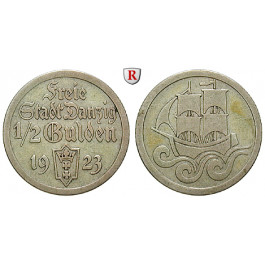 Nebengebiete, Danzig, 1/2 Gulden 1923, Kogge, ss+, J. D6