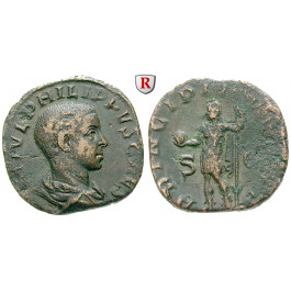 Römische Kaiserzeit, Philippus II., Caesar, Sesterz 244-247, ss+/f.ss