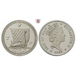 Insel Man, Elizabeth II., 1/10 Noble 1984-1988, 3,11 g fein, vz