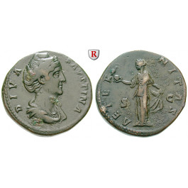 Römische Kaiserzeit, Faustina I., Frau des Antoninus Pius, Sesterz nach 141, ss