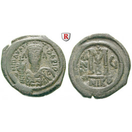 Byzanz, Mauricius Tiberius, Follis Jahr 6 =587-588, ss