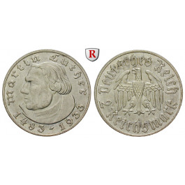 Drittes Reich, 2 Reichsmark 1933, Luther, A, vz, J. 352
