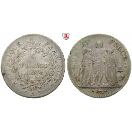 Frankreich, Direktorium, 5 Francs 1795 (AN 4), ss