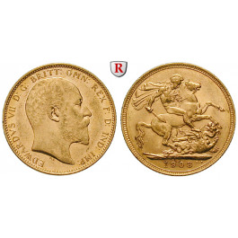 Australien, Edward VII., Sovereign 1902-1910, 7,32 g fein, ss-vz
