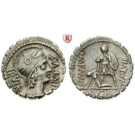 Römische Republik, Mn. Aquillius, Denar, serratus 71 v.Chr., ss-vz