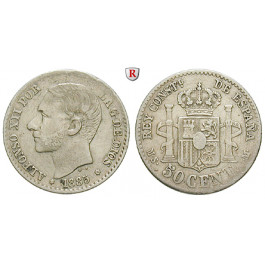 Spanien, Alfonso XII., 50 Centimos 1885, ss