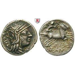 Römische Republik, M. Calidius, Metellus Nepos, Cn. Fulvius, Denar 117-116 v.Chr., ss-vz