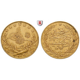 Osmanisches Reich, Abdul Hamid II., 100 Piaster 1906, 6,61 g fein, ss