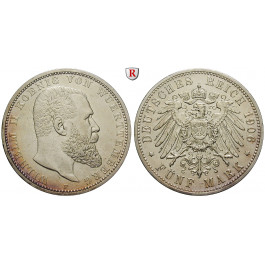 Deutsches Kaiserreich, Württemberg, Wilhelm II., 5 Mark 1906, F, ss-vz, J. 176