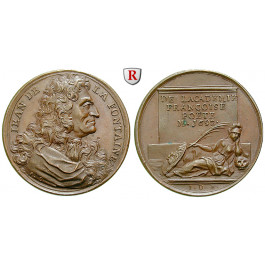 Personenmedaillen, de la Fontaine, Jean - Französischer Schriftsteller, Bronzemedaille o.J., vz-st