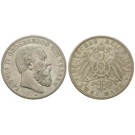 Deutsches Kaiserreich, Hessen, Ludwig IV., 2 Mark 1891, A, ss, J. 70