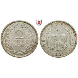 Weimarer Republik, 2 Reichsmark 1925, Kursmünze, A, vz-st, J. 320
