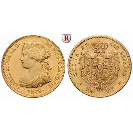 Spanien, Isabella II., 10 Escudos 1868, 7,52 g fein, vz/ss-vz