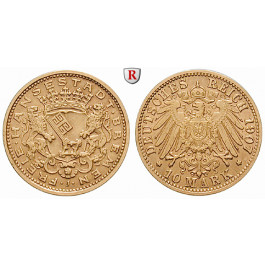 Deutsches Kaiserreich, Bremen, 10 Mark 1907, J, f.vz, J. 204