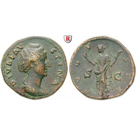 Römische Kaiserzeit, Faustina I., Frau des Antoninus Pius, Sesterz nach 141, ss