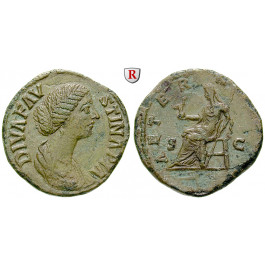 Römische Kaiserzeit, Faustina II., Frau des Marcus Aurelius, Sesterz nach 175, ss-vz